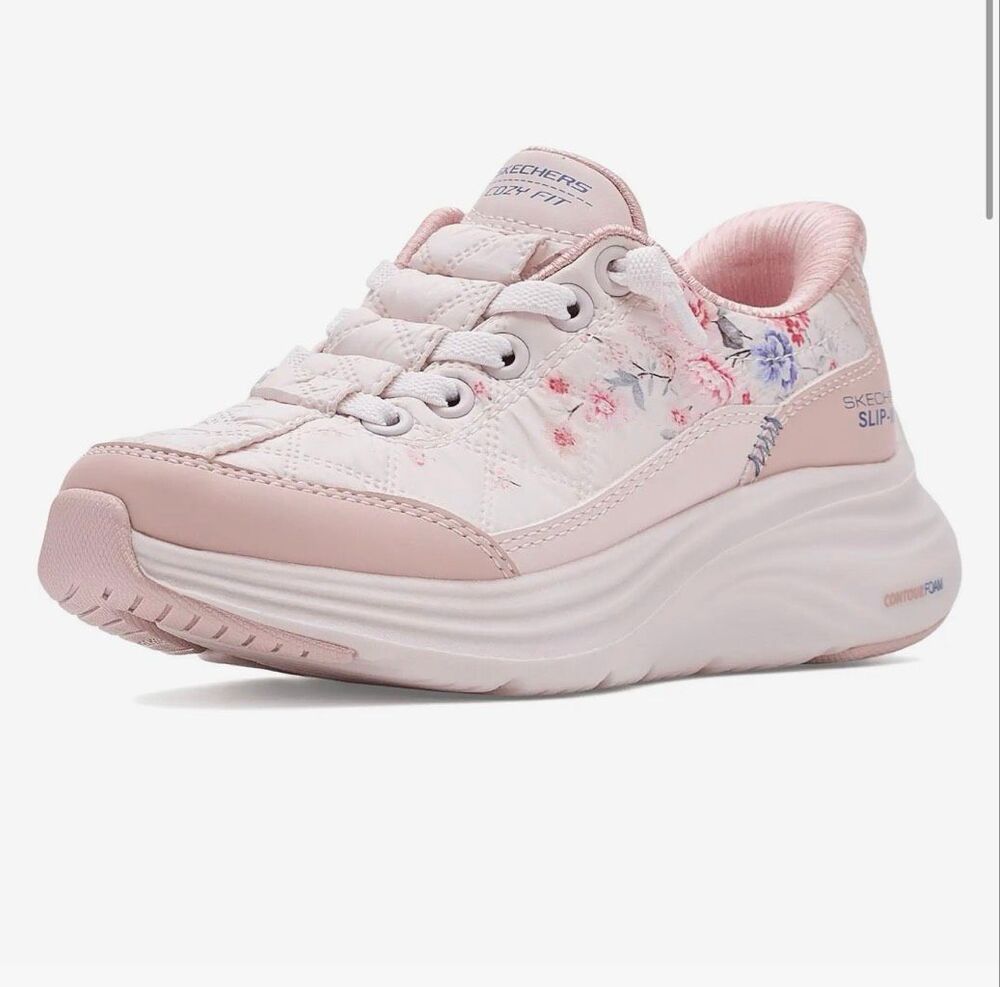 Skechers girls Hands Free Slip-Ins-Contour Foam - Gentle Bloom sneakers sz 13.5
